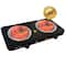 MegaChef Matte Black Electric Portable Lightweight Dual Coil Burner Cooktop Buffet Range